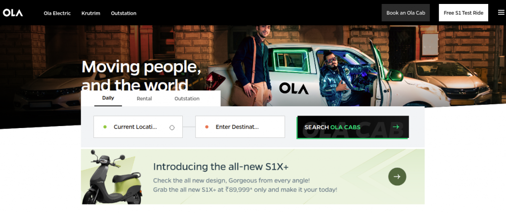 Ola taxi app
